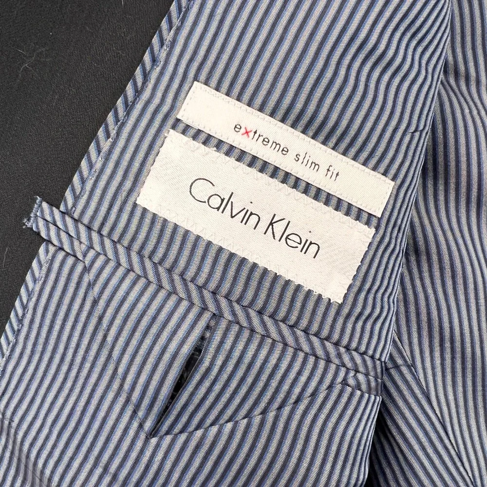 Calvin Klein Extreme Slim Fit Wool Blazer Men 42 Short Navy Preppy‎ Office NEW